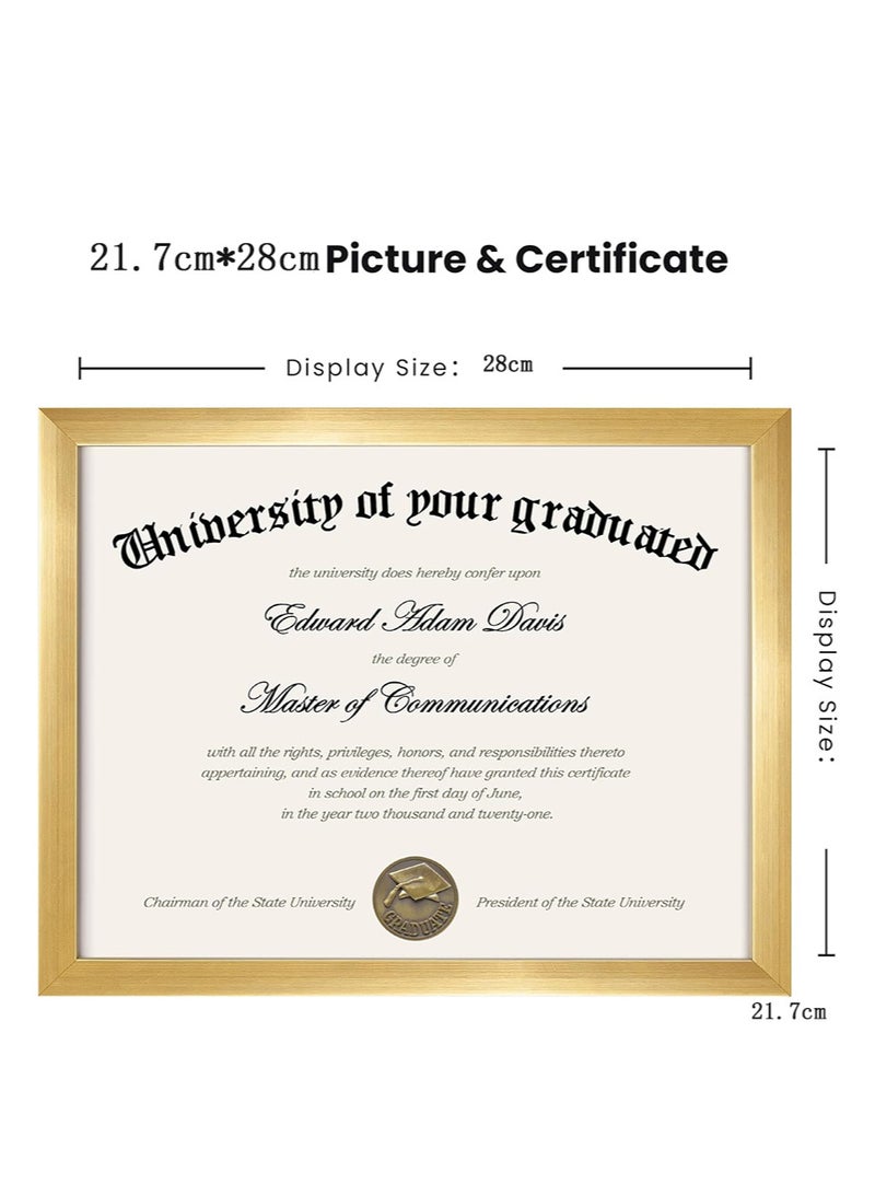 EZdenK 21.7x 28 cm Document Frame， Set of 5 Document Certificate Frames， Picture Frames for Wall and Tabletop， Gold - Image 5